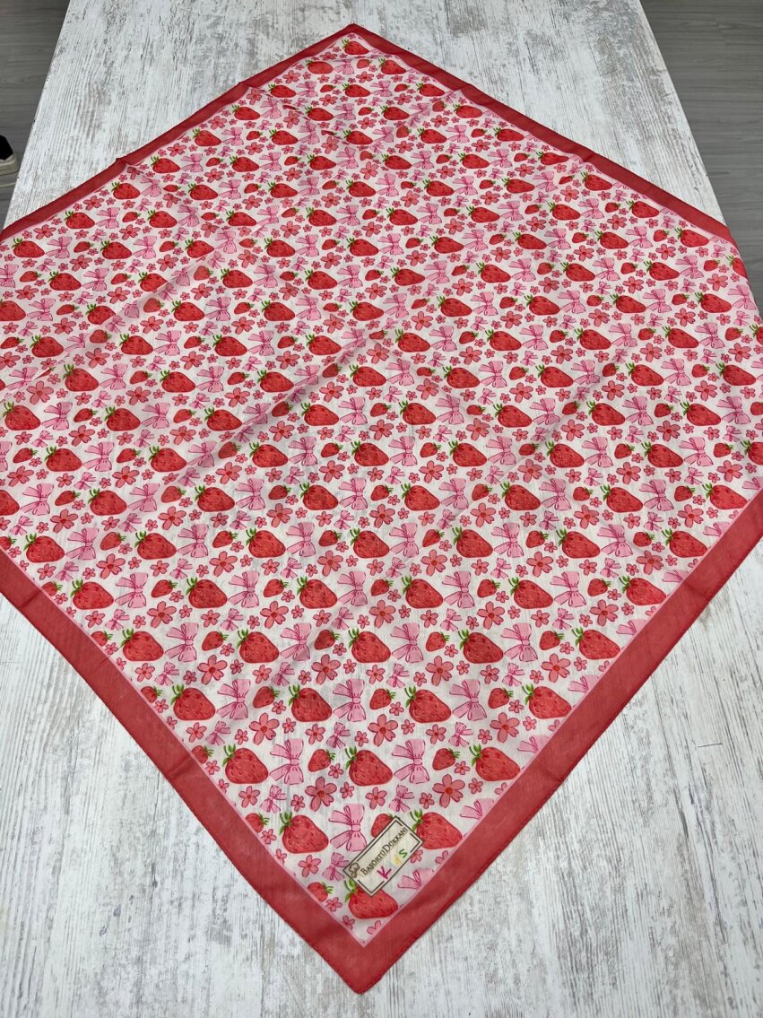 KİDS KURDELE ÇİLEK DESEN EŞARP - 1