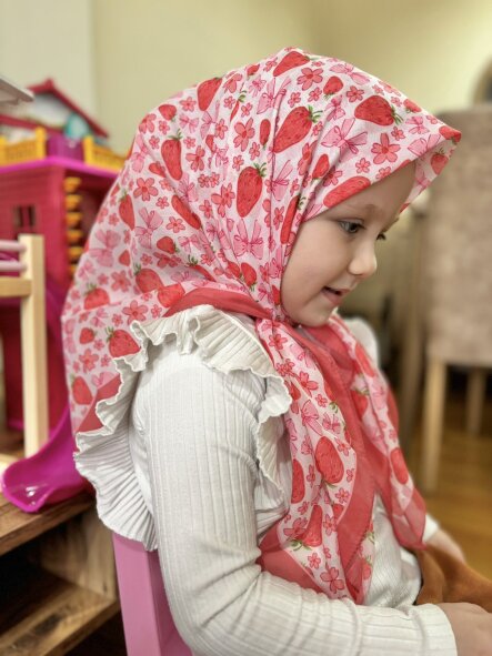 KİDS KURDELE ÇİLEK DESEN EŞARP - 5