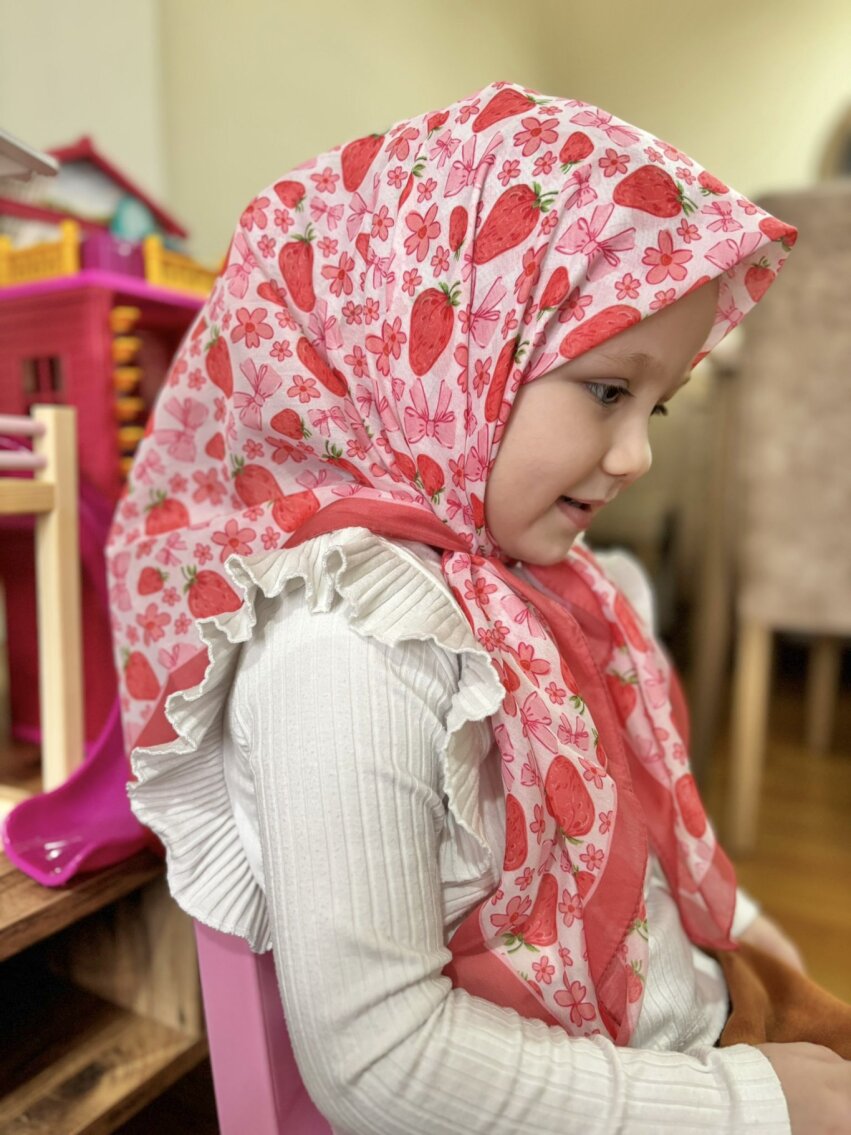 KİDS KURDELE ÇİLEK DESEN EŞARP - 5