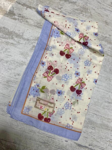 KİDS KURDELE KIRAZ DESEN EŞARP - MAVI BORDURLU - 2