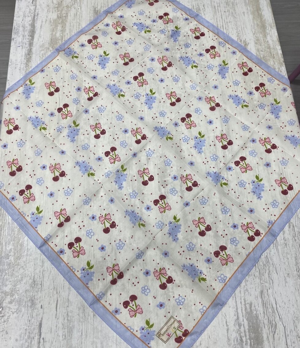 KİDS KURDELE KIRAZ DESEN EŞARP - MAVI BORDURLU - 3