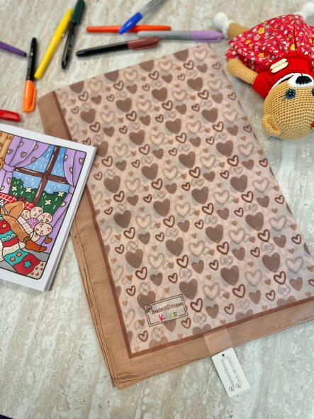 KİDS LATTE KALP DESEN ŞAL - 