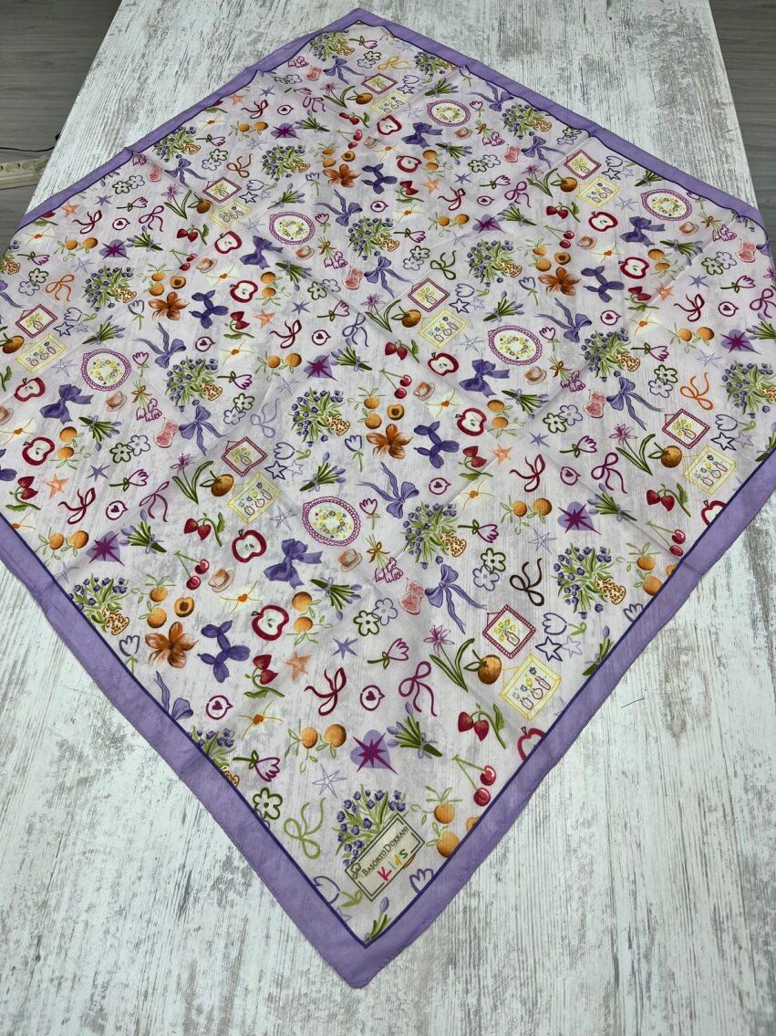 KİDS LAVANTALI BAHAR LİLA DESEN EŞARP - 1