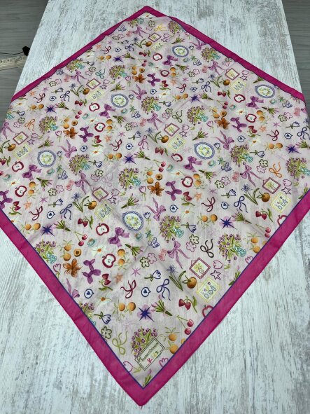 KİDS LAVANTALI BAHAR PEMBE DESEN EŞARP - 