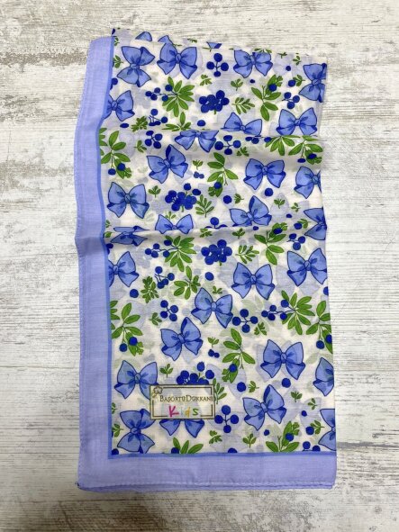 KİDS MAVI BERRY KURDELE DESEN EŞARP - 2