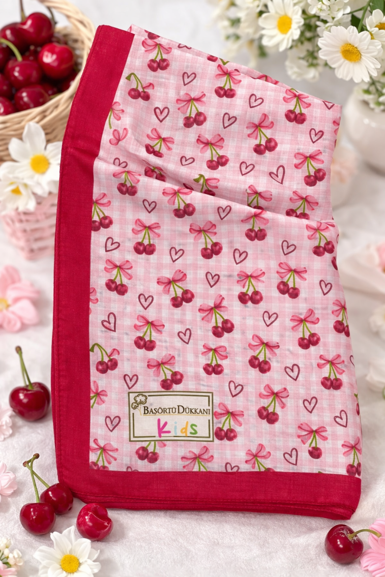 KIDS POTIKARE KIRAZ DESEN EŞARP - 1