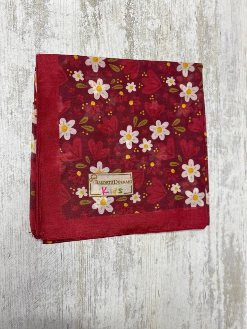 KİDS RÜYA ÇİÇEĞİ DESEN BORDO EŞARP - 2