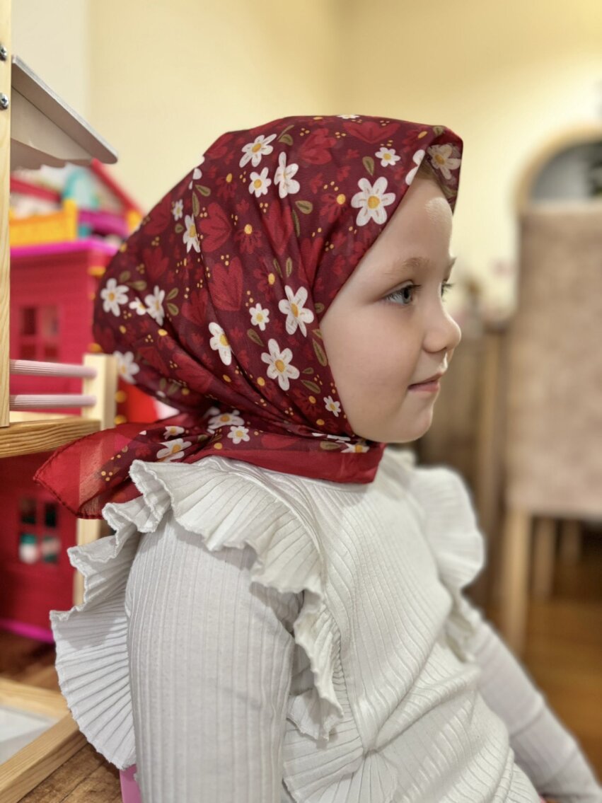 KİDS RÜYA ÇİÇEĞİ DESEN BORDO EŞARP - 6