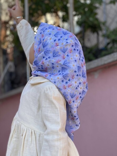 KİDS RÜYA ÇİÇEĞİ DESEN EŞARP MAVI - 4