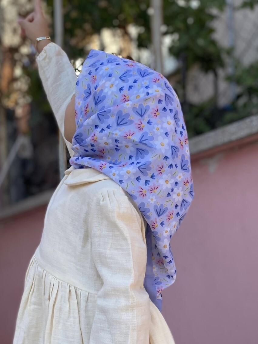 KİDS RÜYA ÇİÇEĞİ DESEN EŞARP MAVI - 4