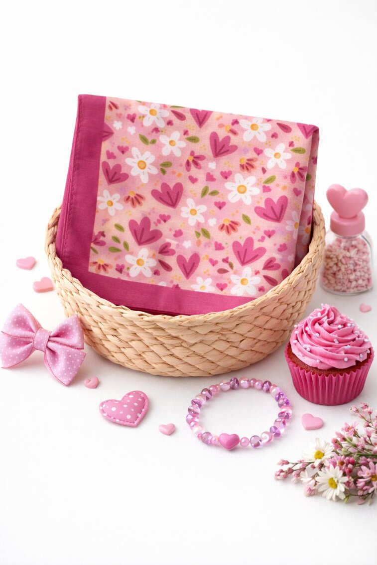 KİDS RÜYA ÇİÇEĞİ DESEN KOYU PEMBE EŞARP - 1