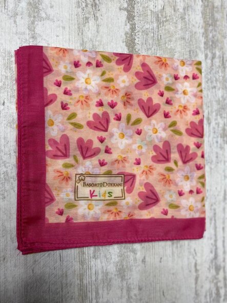 KİDS RÜYA ÇİÇEĞİ DESEN KOYU PEMBE EŞARP - 2