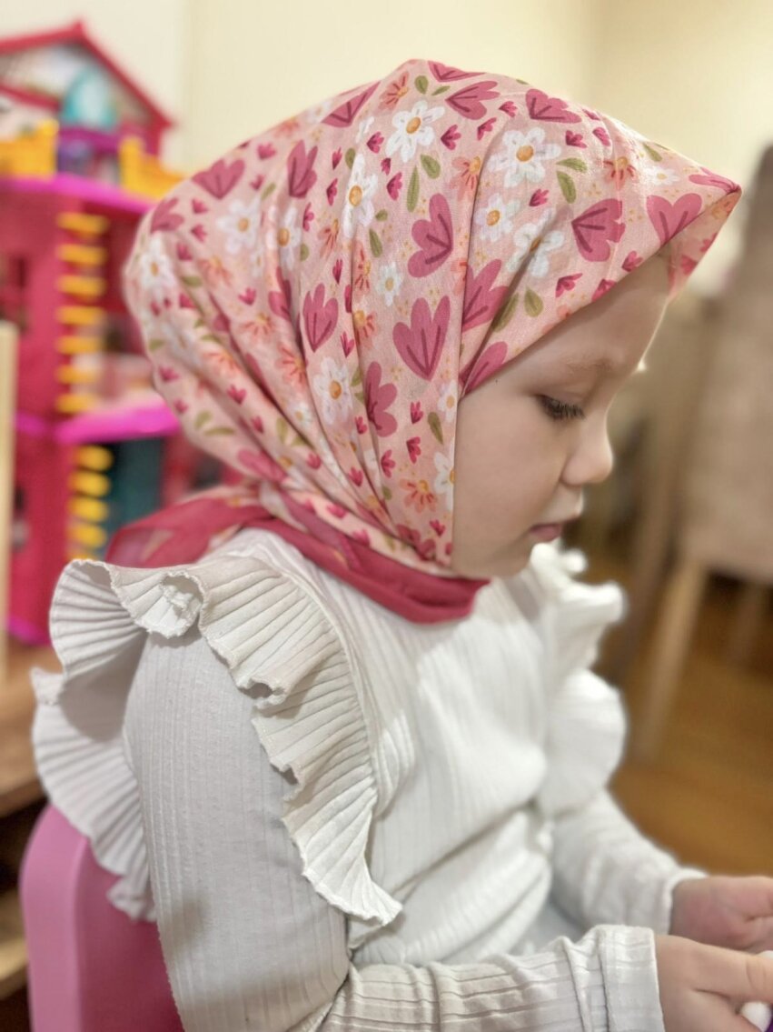 KİDS RÜYA ÇİÇEĞİ DESEN KOYU PEMBE EŞARP - 1