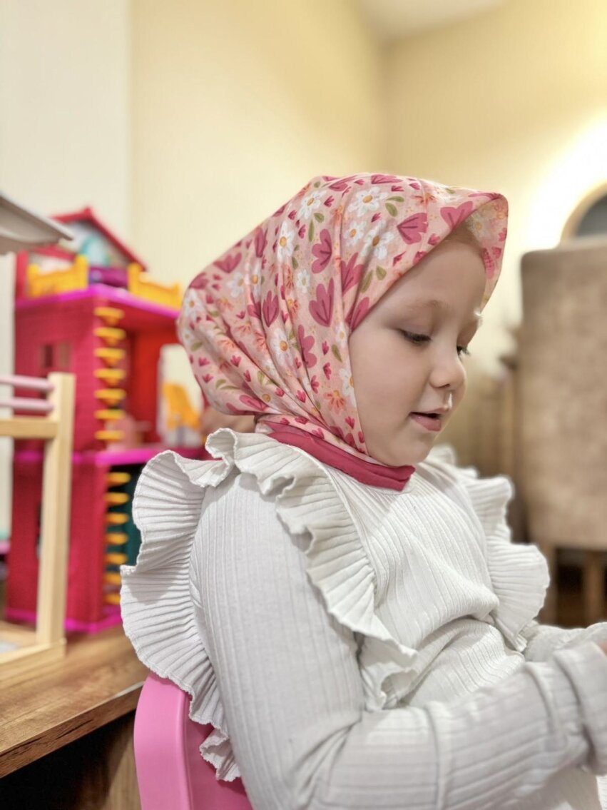 KİDS RÜYA ÇİÇEĞİ DESEN KOYU PEMBE EŞARP - 2