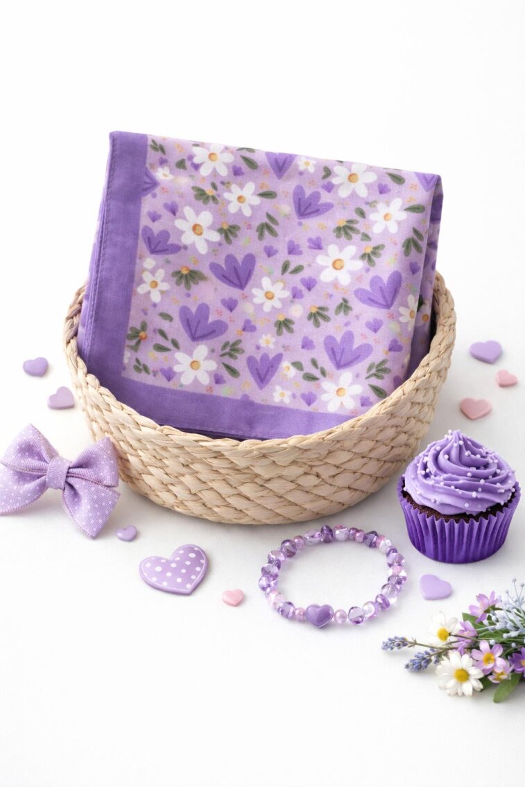 KİDS RÜYA ÇİÇEĞİ DESEN LİLA EŞARP - 1