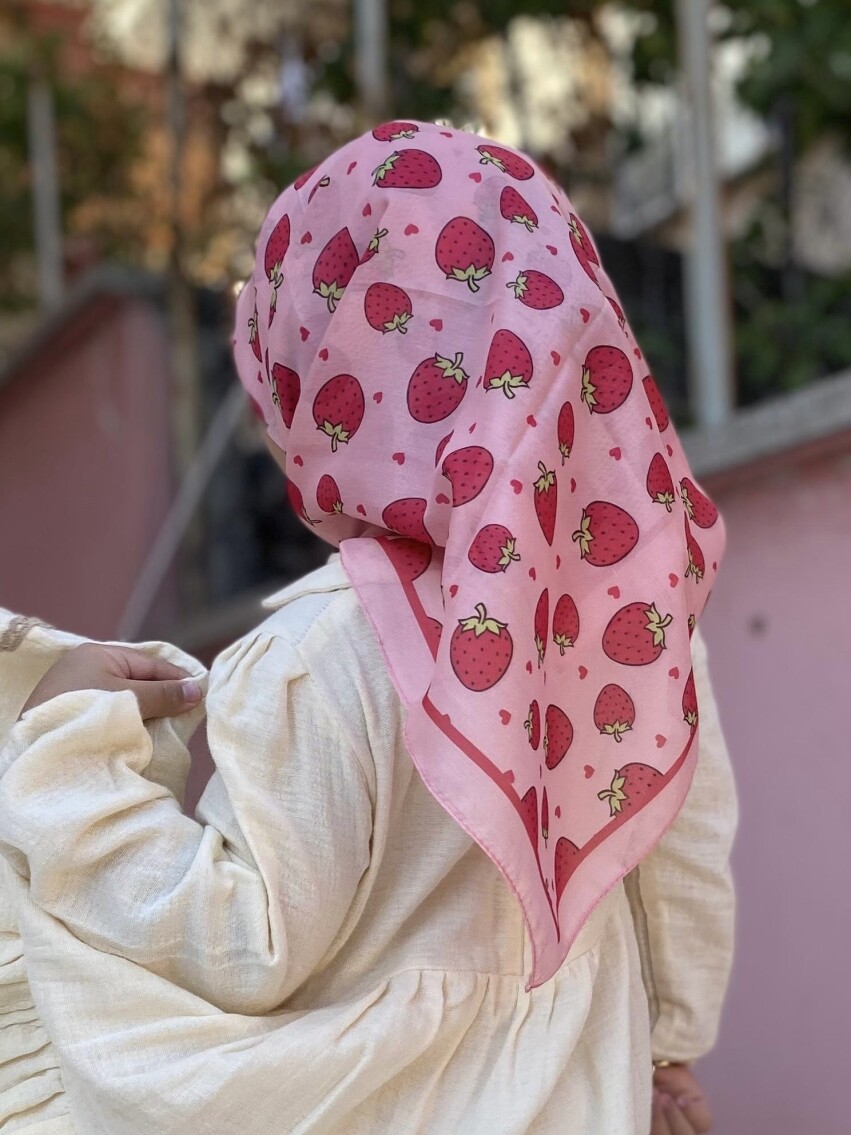 KİDS STRAWBERRY GİRL DESEN EŞARP - 7