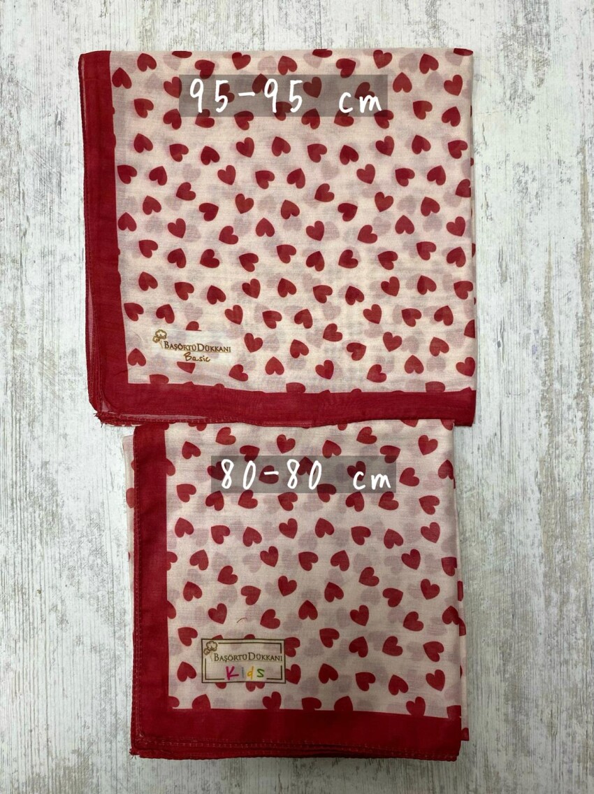 KIRMIZI KALP DESEN ANNE-KIZ ESARP TAKIMI - 4