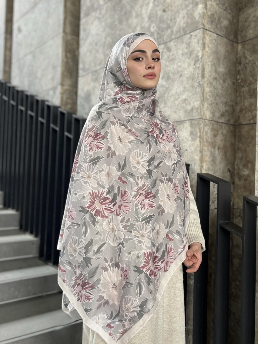 MATİLDA DESEN ŞAL - BEJ GRİ - 1