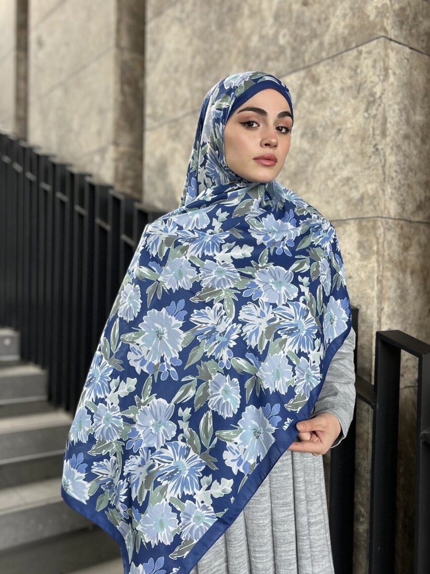 MATİLDA DESEN ŞAL - GECE MAVİSİ - 1