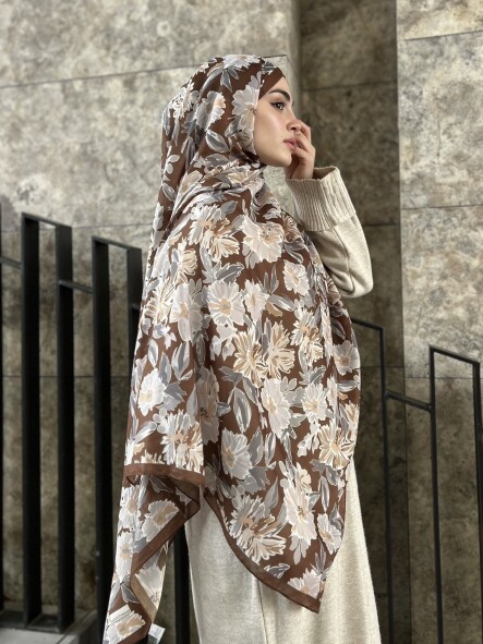 MATİLDA DESEN ŞAL - KAHVERENGİ - 