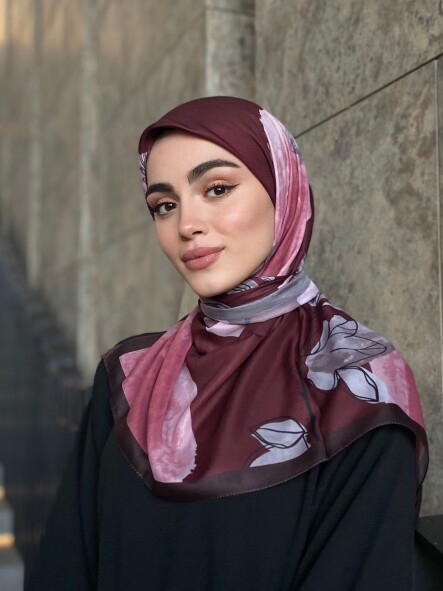 MERCAN DESEN EŞARP - BORDO - 