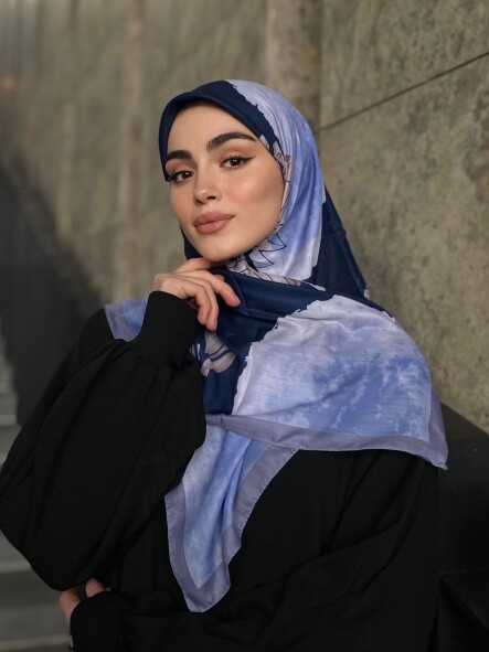 MERCAN DESEN EŞARP - LACİVERT - 