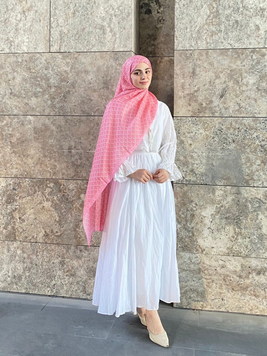 MİNİMAL DESEN ŞAL - ŞEKER PEMBE - 3