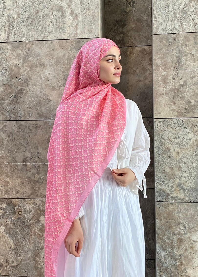 MİNİMAL DESEN ŞAL - ŞEKER PEMBE - 1