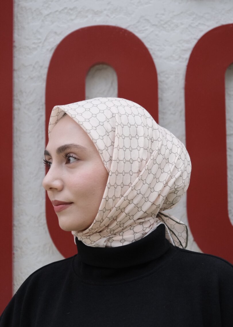 MONOGRAM EŞARP - KREM-YEŞİL - 2