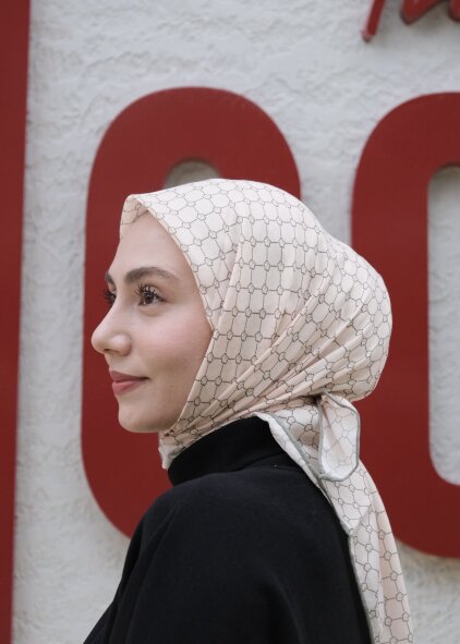 MONOGRAM EŞARP - KREM-YEŞİL - 