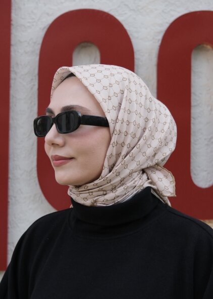 MONOGRAM EŞARP - YAĞ YEŞİLİ-BEJ - 