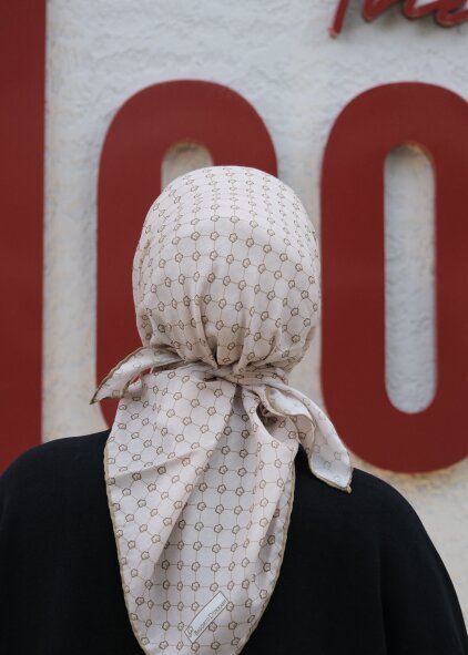 MONOGRAM EŞARP - YAĞ YEŞİLİ-BEJ - 3