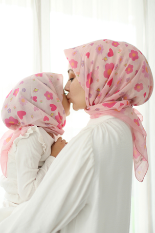 PEMBE ÇİÇEK DESEN ANNE-KIZ TAKIMI - 1