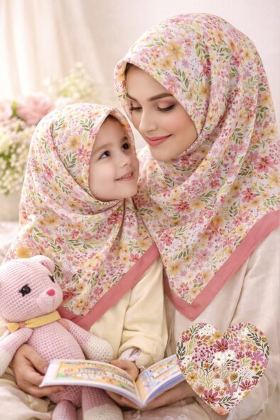 PEMBE MASAL DESEN ANNE-KIZ ESARP TAKIMI - 