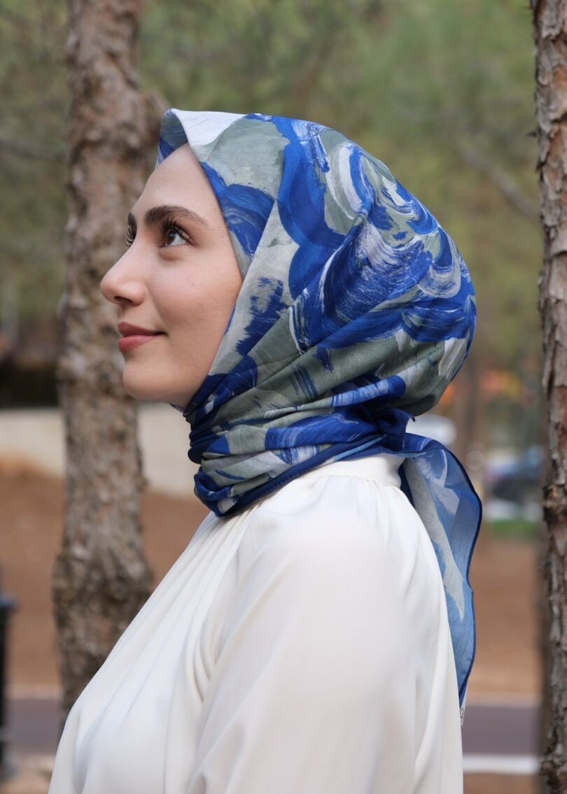 ROSARA EŞARP - GECE MAVİ-YEŞİL - 1