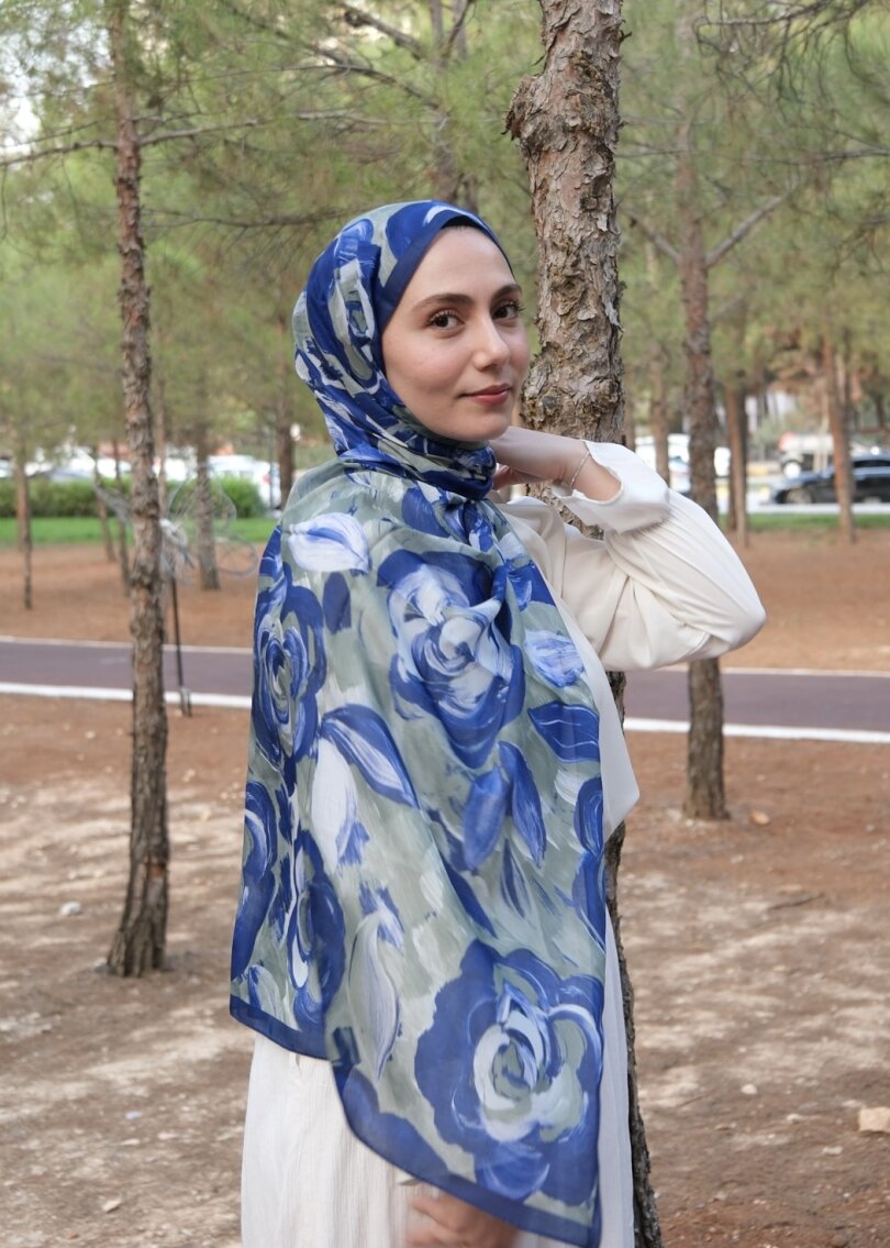 ROSARA ŞAL - GECE MAVİ-YEŞİL - 2