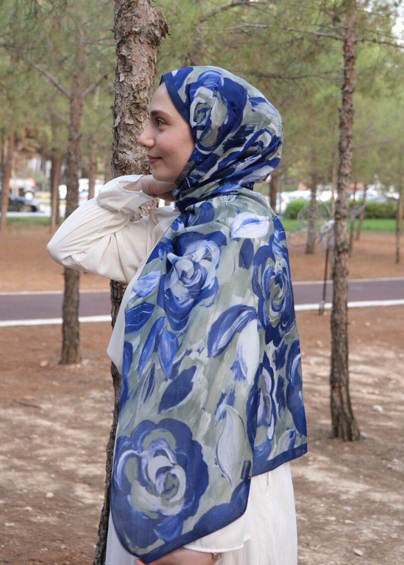 ROSARA ŞAL - GECE MAVİ-YEŞİL - 3