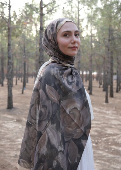 ROSARA ŞAL - KAHVE YEŞİL HARDAL - 