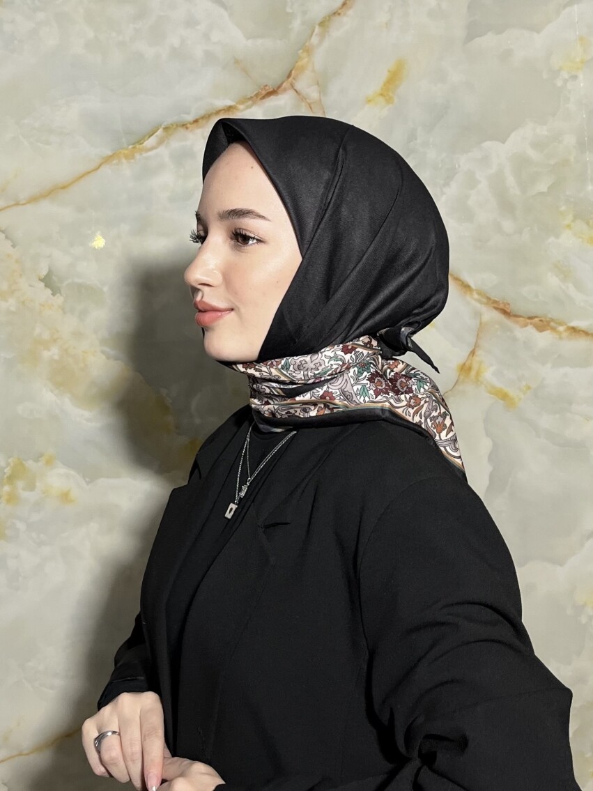 ROYAL DESEN EŞARP - SİYAH BEJ - 1