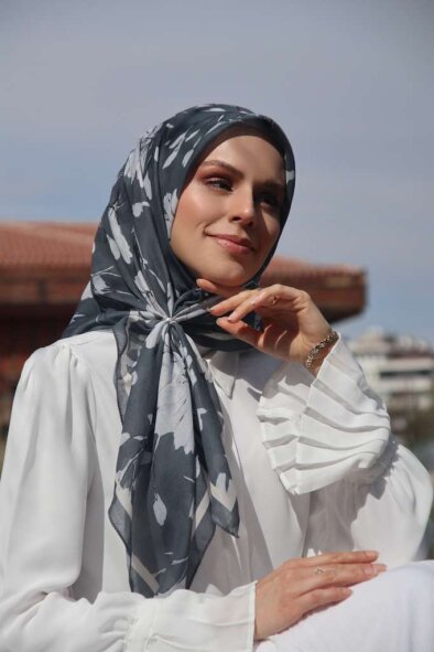 SILK GARDEN EŞARP - ANTRASİT - 3