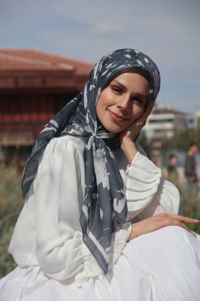 SILK GARDEN EŞARP - ANTRASİT - 