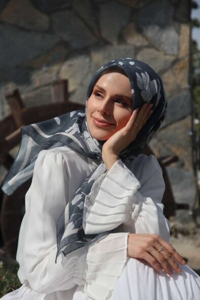 SILK GARDEN EŞARP - ANTRASİT - 4