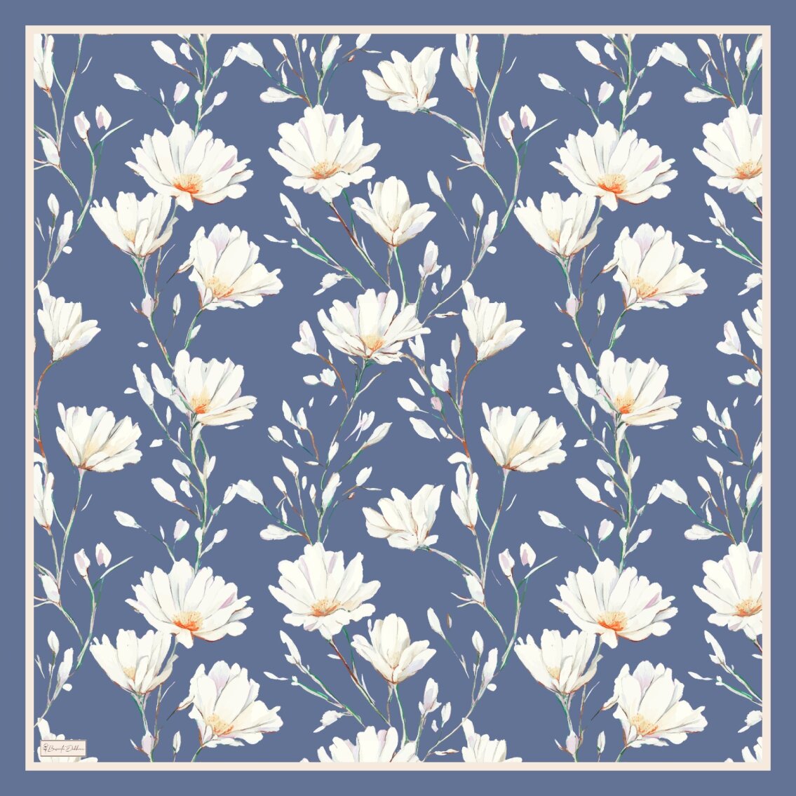 SILK GARDEN EŞARP - DENİM BLUE - 2