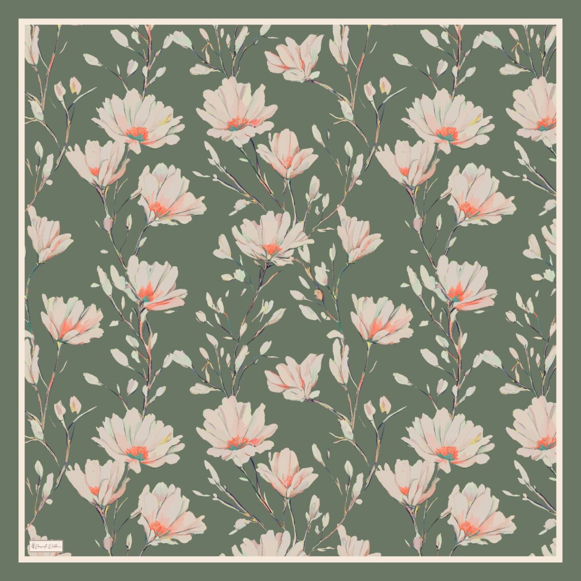 SILK GARDEN EŞARP - DERİN HAKİ - 2