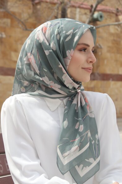 SILK GARDEN EŞARP - DERİN HAKİ - 