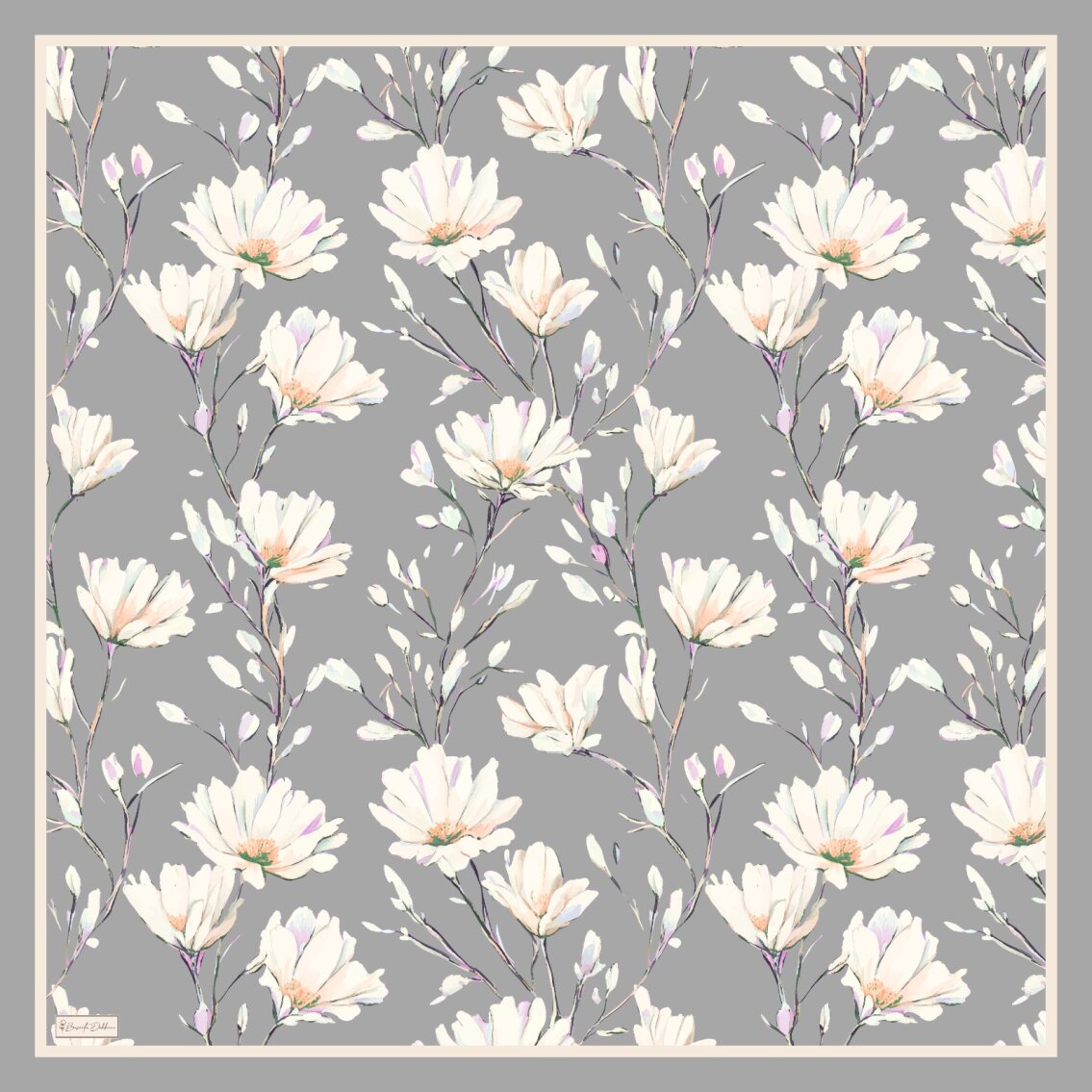 SILK GARDEN EŞARP - İPEK GRİ - 2