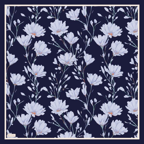 SILK GARDEN EŞARP - LACİVERT - 2