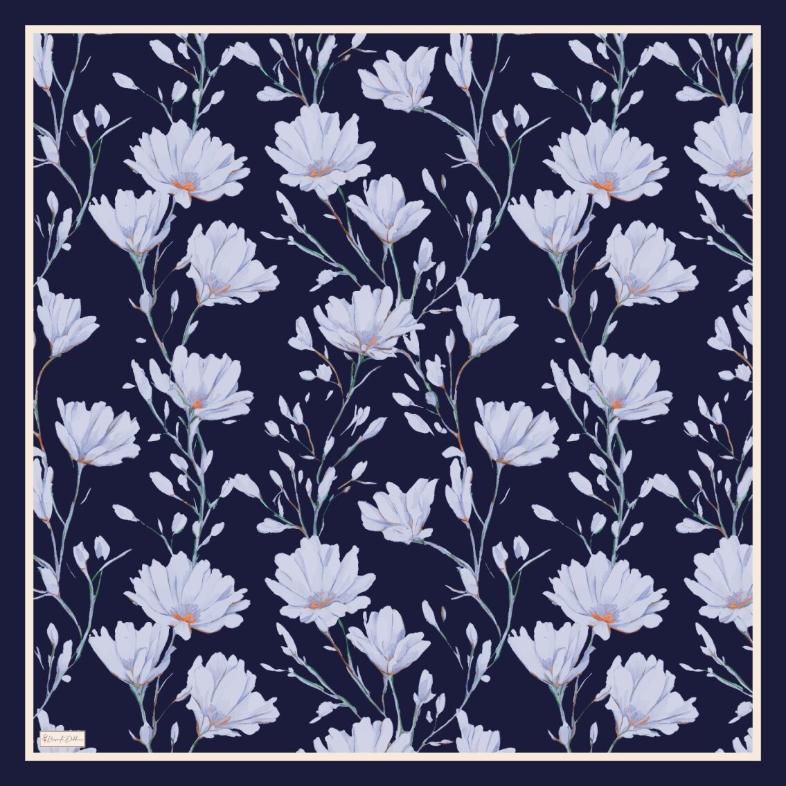 SILK GARDEN EŞARP - LACİVERT - 2
