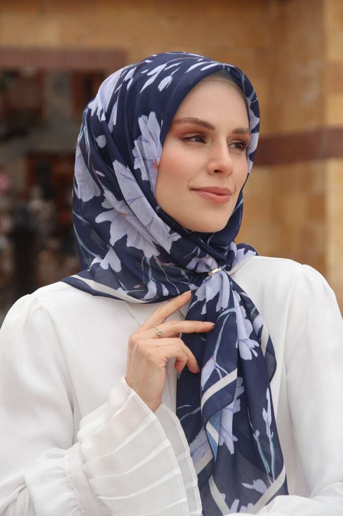 SILK GARDEN EŞARP - LACİVERT - 4
