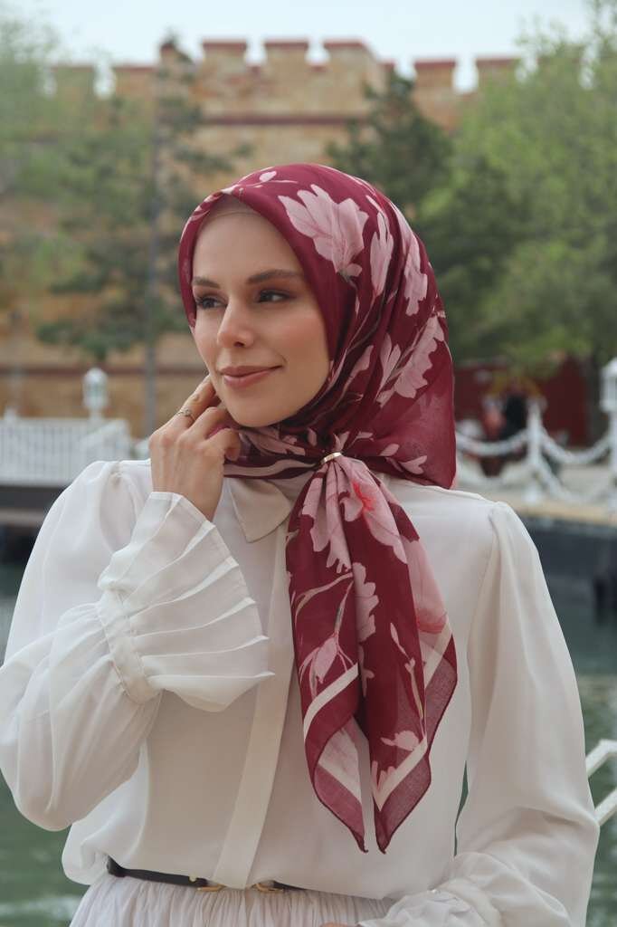 SILK GARDEN EŞARP - ŞARABİ - 1